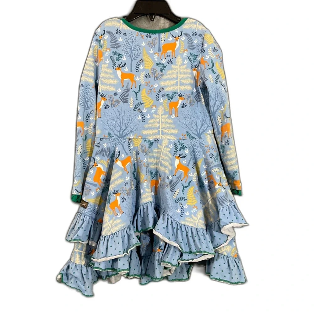 Matilda Jane Neck of the woods tiered ruffle Dress Girls Size 4 Blue